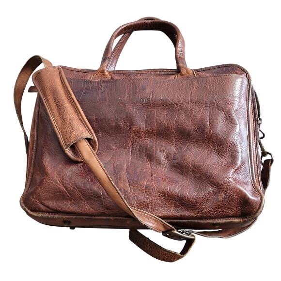 Moore & Giles Mens Leather Commuter Messenger Bag Brown Zip Travel Work Laptop